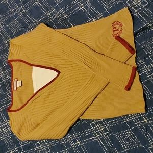 Ribbed Varsity V-Neck Sweater